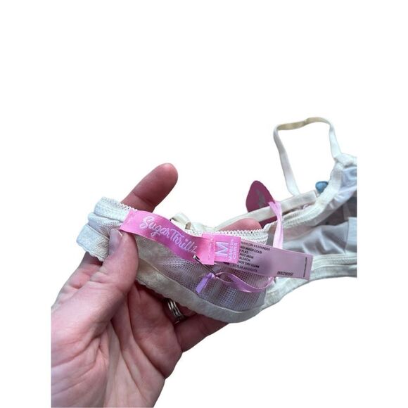 NWT Dolls Kill 3D Butterfly Bra size M Cream Colorful Mesh Sugar Thrillz - Picture 3 of 7